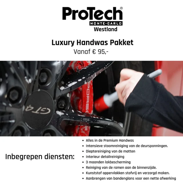 Door uw auto in één van onze Spa for Cars Centers te laten wassen, krijgt u deze weer perfect schoon en als nieuw terug. Ons luxury Handwas pakket is ons meest uitgebreide en luxe pakket die wij kunnen aanbieden. Zowel het interieur als exterieur word gereinigd en de lak krijgt een lakbescherming van 3 maanden.

Vanaf 95,-

Maak vandaag nog een afspraak en laat jouw auto shinen!

📍 Honselersdijk
📞 0174 509 409
📧 westland@protech.mc

#ProTech #ProTechmc #MonteCarlo #Westland #Detailing #Cars #Automotive #Honselersdijk #Coating #Ceramiccoating #Spaforcars